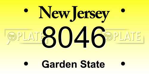 8046 New Jersey License Plate