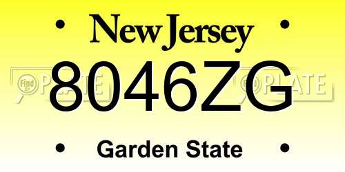 8046ZG New Jersey License Plate