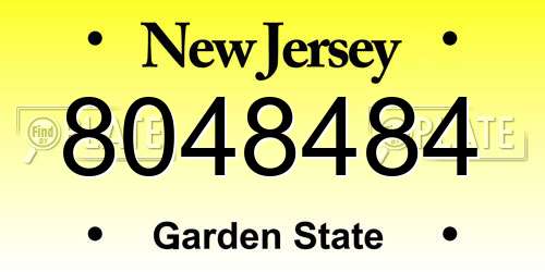 8048484 New Jersey License Plate