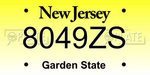 8049ZS New Jersey License Plate