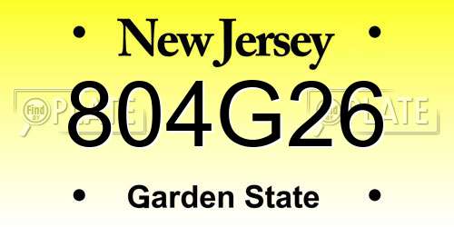 804G26 New Jersey License Plate