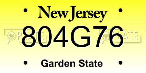 804G76 New Jersey License Plate