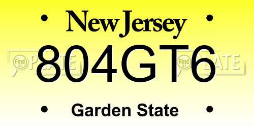 804GT6 New Jersey License Plate
