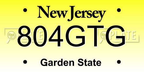 804GTG New Jersey License Plate