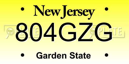 804GZG New Jersey License Plate