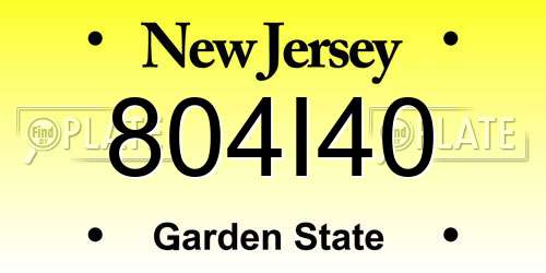 804I40 New Jersey License Plate