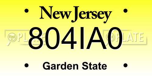 804IA0 New Jersey License Plate