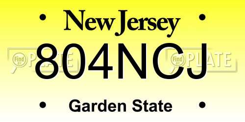 804NCJ New Jersey License Plate
