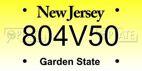 804V50 New Jersey License Plate