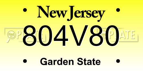804V80 New Jersey License Plate