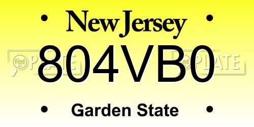 804VB0 New Jersey License Plate