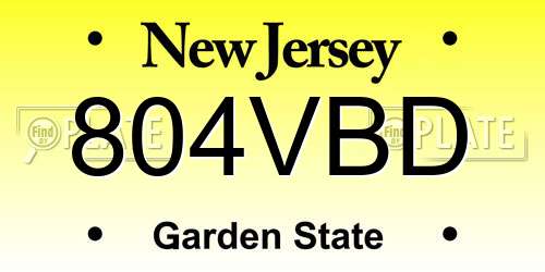 804VBD New Jersey License Plate