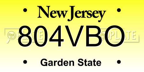 804VBO New Jersey License Plate