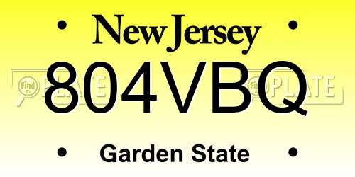 804VBQ New Jersey License Plate