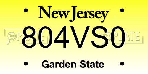 804VS0 New Jersey License Plate