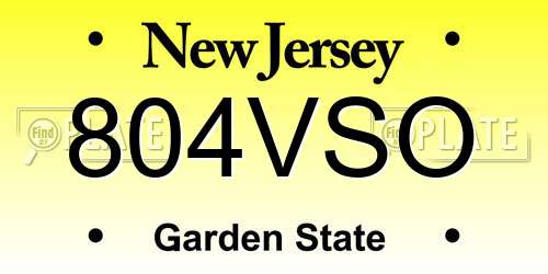 804VSO New Jersey License Plate