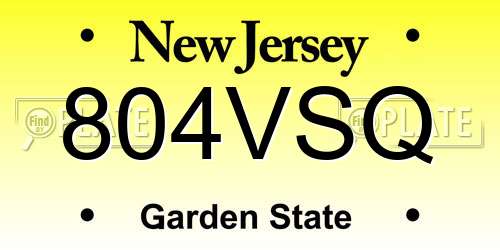 804VSQ New Jersey License Plate