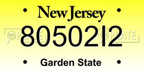 80502I2 New Jersey License Plate