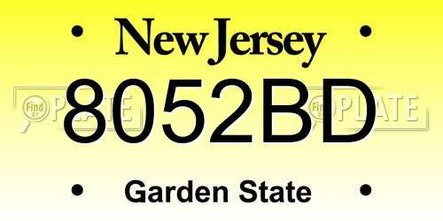 8052BD New Jersey License Plate