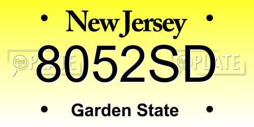 8052SD New Jersey License Plate