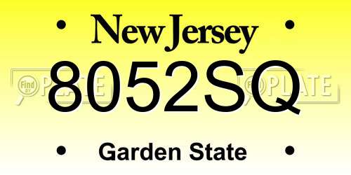 8052SQ New Jersey License Plate