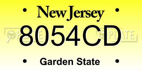 8054CD New Jersey License Plate
