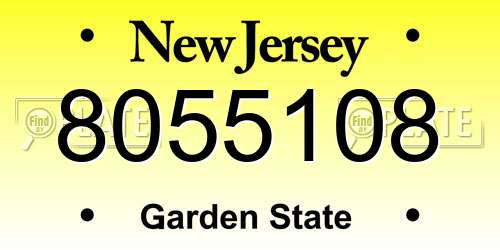 8055108 New Jersey License Plate