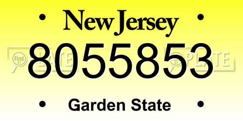8055853 New Jersey License Plate