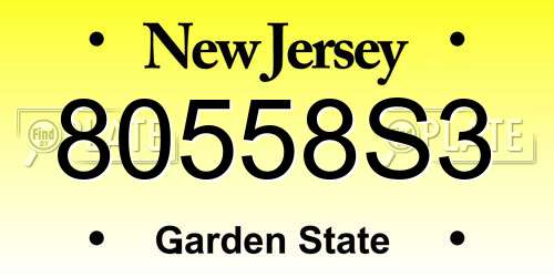80558S3 New Jersey License Plate