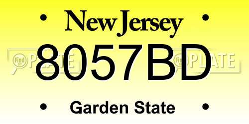 8057BD New Jersey License Plate