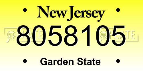 8058105 New Jersey License Plate