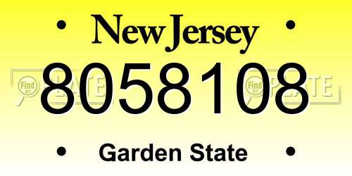 8058108 New Jersey License Plate