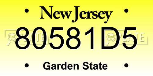80581D5 New Jersey License Plate