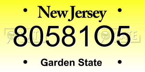 80581O5 New Jersey License Plate