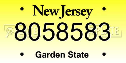 8058583 New Jersey License Plate