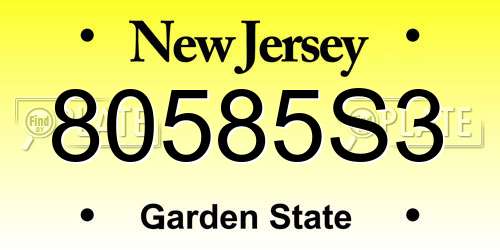 80585S3 New Jersey License Plate
