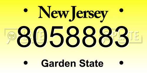 8058883 New Jersey License Plate