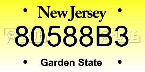 80588B3 New Jersey License Plate