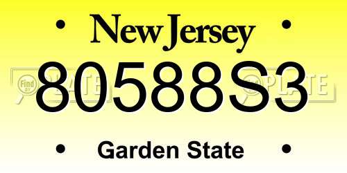80588S3 New Jersey License Plate