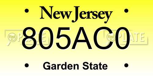 805AC0 New Jersey License Plate