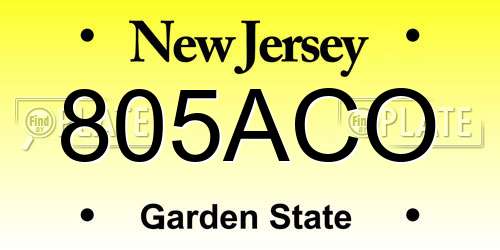 805ACO New Jersey License Plate