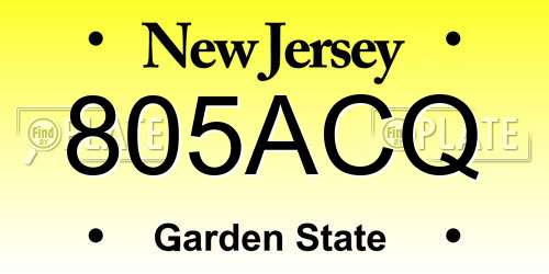 805ACQ New Jersey License Plate