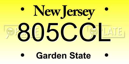 805CCL New Jersey License Plate