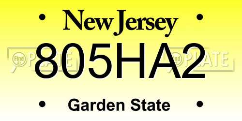 805HA2 New Jersey License Plate