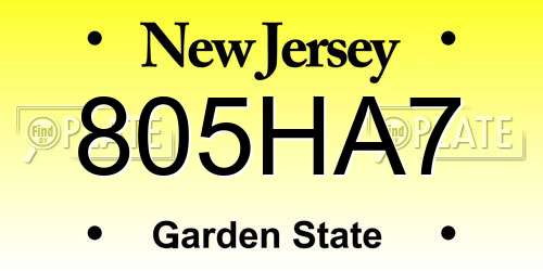805HA7 New Jersey License Plate