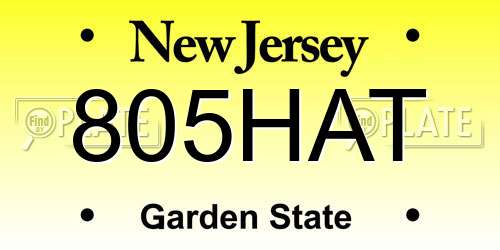 805HAT New Jersey License Plate