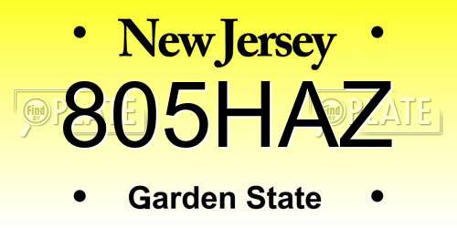 805HAZ New Jersey License Plate