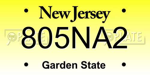 805NA2 New Jersey License Plate