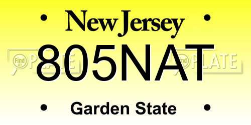 805NAT New Jersey License Plate
