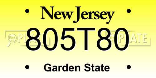 805T80 New Jersey License Plate